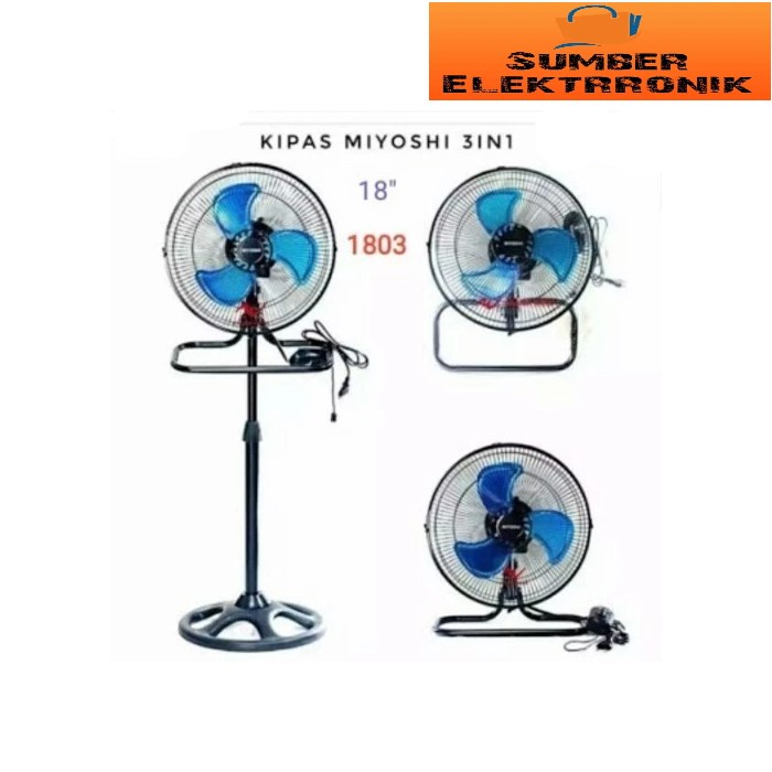 KIPAS ANGIN BERDIRI BESI 18inch 18in 3 in 1 MIYOSHI KIPAS DUDUK DINDING STANDFAN STAND FAN BESI 18 inch