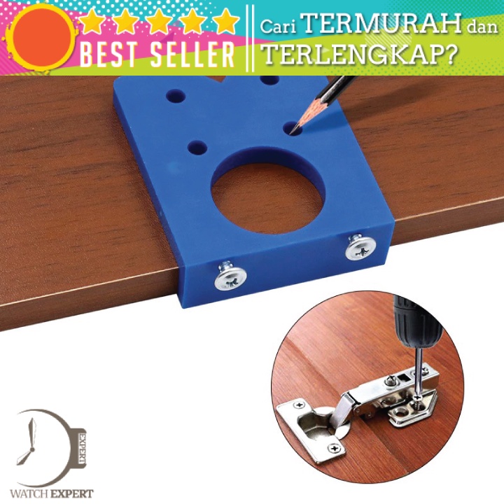 Bisa COD Alat Bantu Bor Engsel Pintu Hinge Hole Drill Guide Woodworking Locator Positioner 35mm - FNICEL CDB35