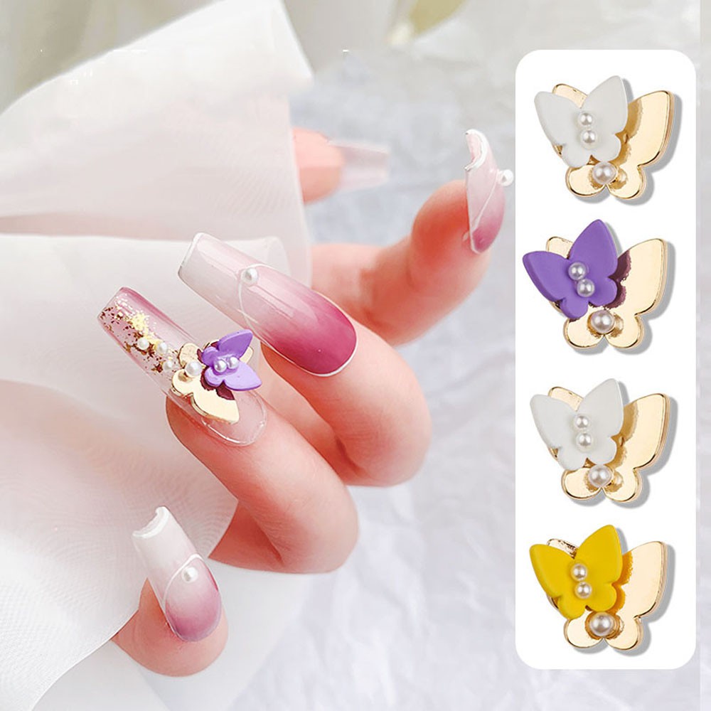 ELEGANT Zircon Nail Art Diamond Flash 3D Alloy Jewelry DIY Nail Art Decorations Love Bowknot Manicure Accessories Exquisite 3D Double Layer Butterfly Metal Nail Rhinestones