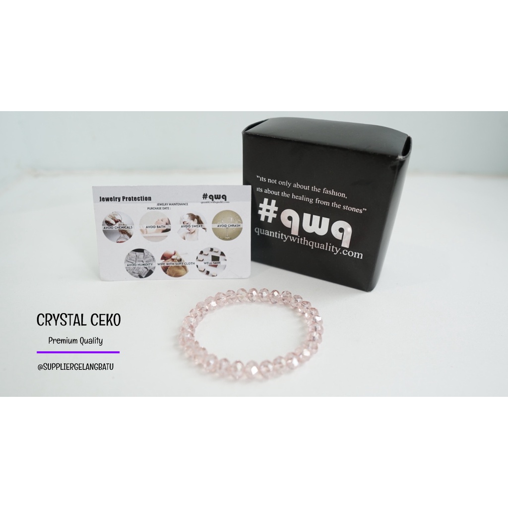 gelang kristal ceko ROSE QUARTZ BENING premium aksesori tangan premium