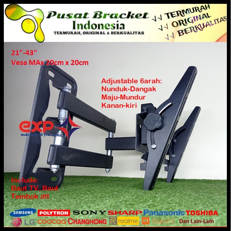 Bracket TV REALME 14 s/d 43 inch 6 ARAH FULL BESI SUPER KOKOH GARANSI 100% ORI