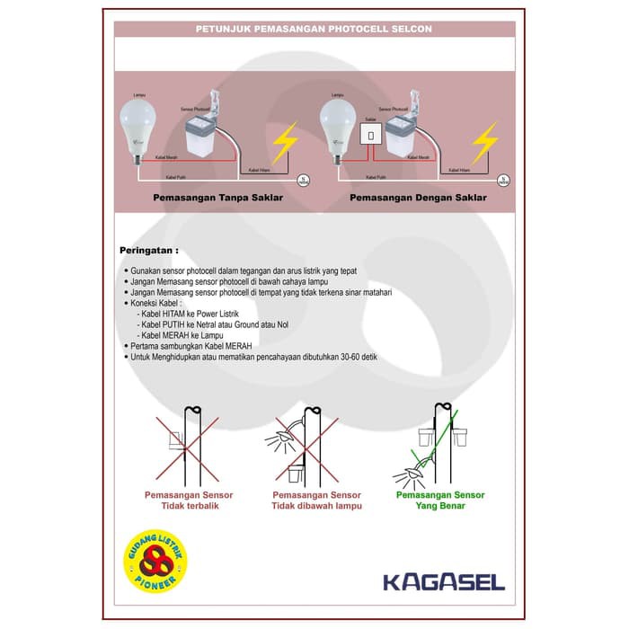 Kagasel Fotosel Photocell 3 Ampere Sensor Cahaya Photocontrols 3A