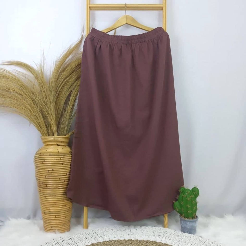 ROK SUPER JUMBO MOSCREPE BIGSIZE - LP 150 CM -  BB 100 KG KEATAS - BISA COD - BUMIL - BAHAN NYAMAN-COKLAT