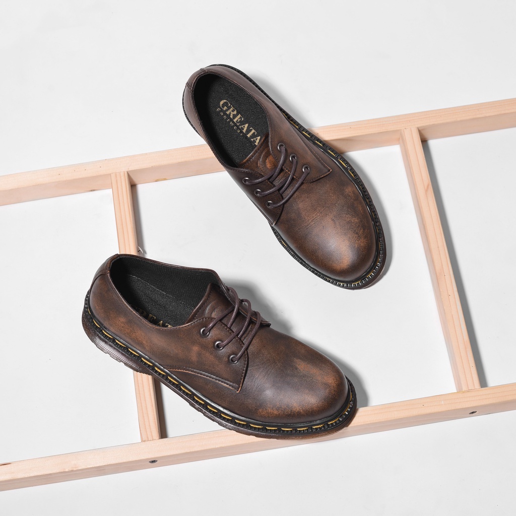 Sepatu Kulit Pria Pantofel Formal Kulit asli GREATA Kalmar Camel