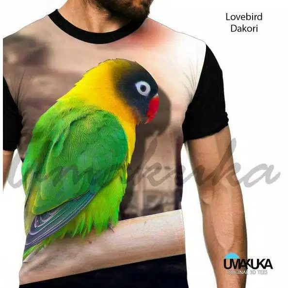 T-Shirt Burung LoveBird Dakori Full Print Baju Kaos 3D Umakuka Premium Quality
