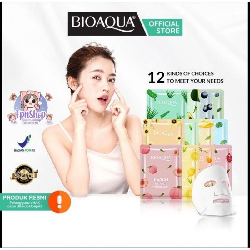 BPOM BIOAQUA SHEET MASK 25G / BIOAQUA ESSENCE SHEET MASK / MASKER BIOAQUA