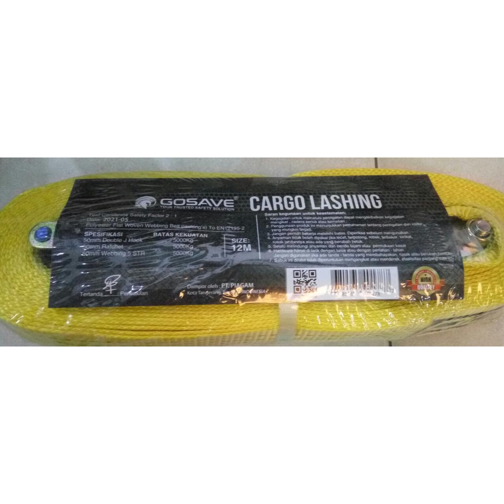 Gosave - Cargo Lashing _ Polyster Flat Woven Webbing Belt - 5 ton - panjang 12m