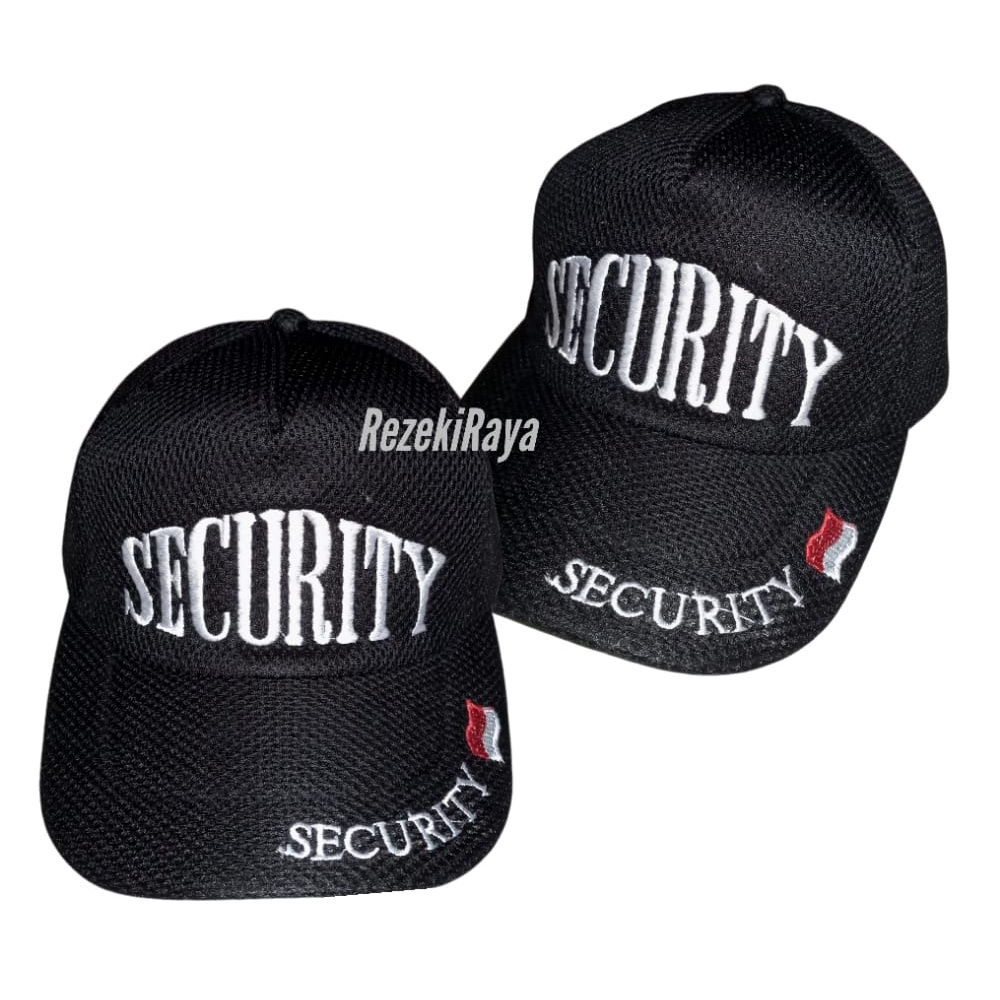 Topi Security Bordir Jaring Topi Hitam Security