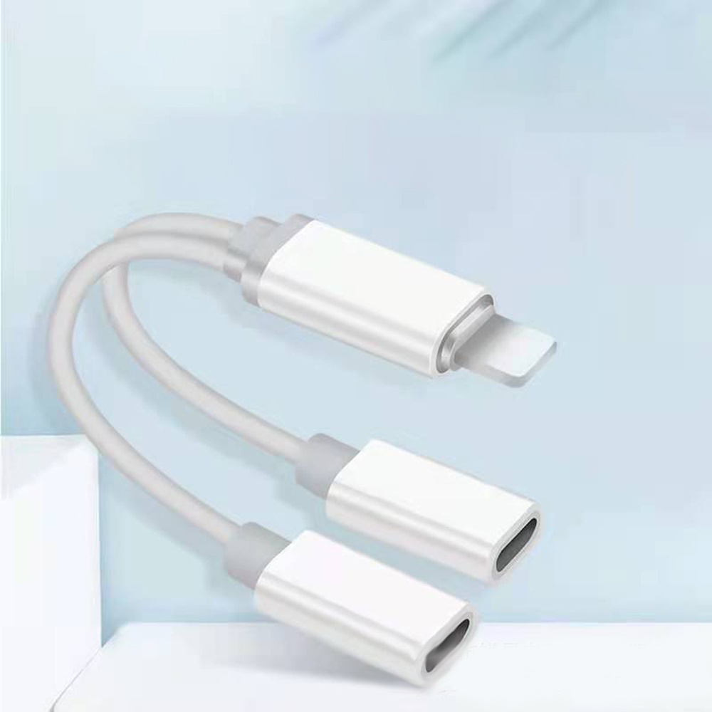 2 in 1 Kabel Adapter Konektor Charger lightning Audio Handphone