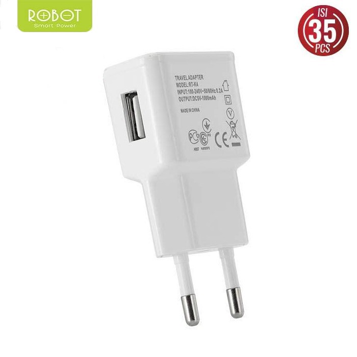 Kepala Charger Robot RT-K4 Adaptor Charger 1A  (1 Box isi 35Pcs) Garansi Resmi 1 Tahun