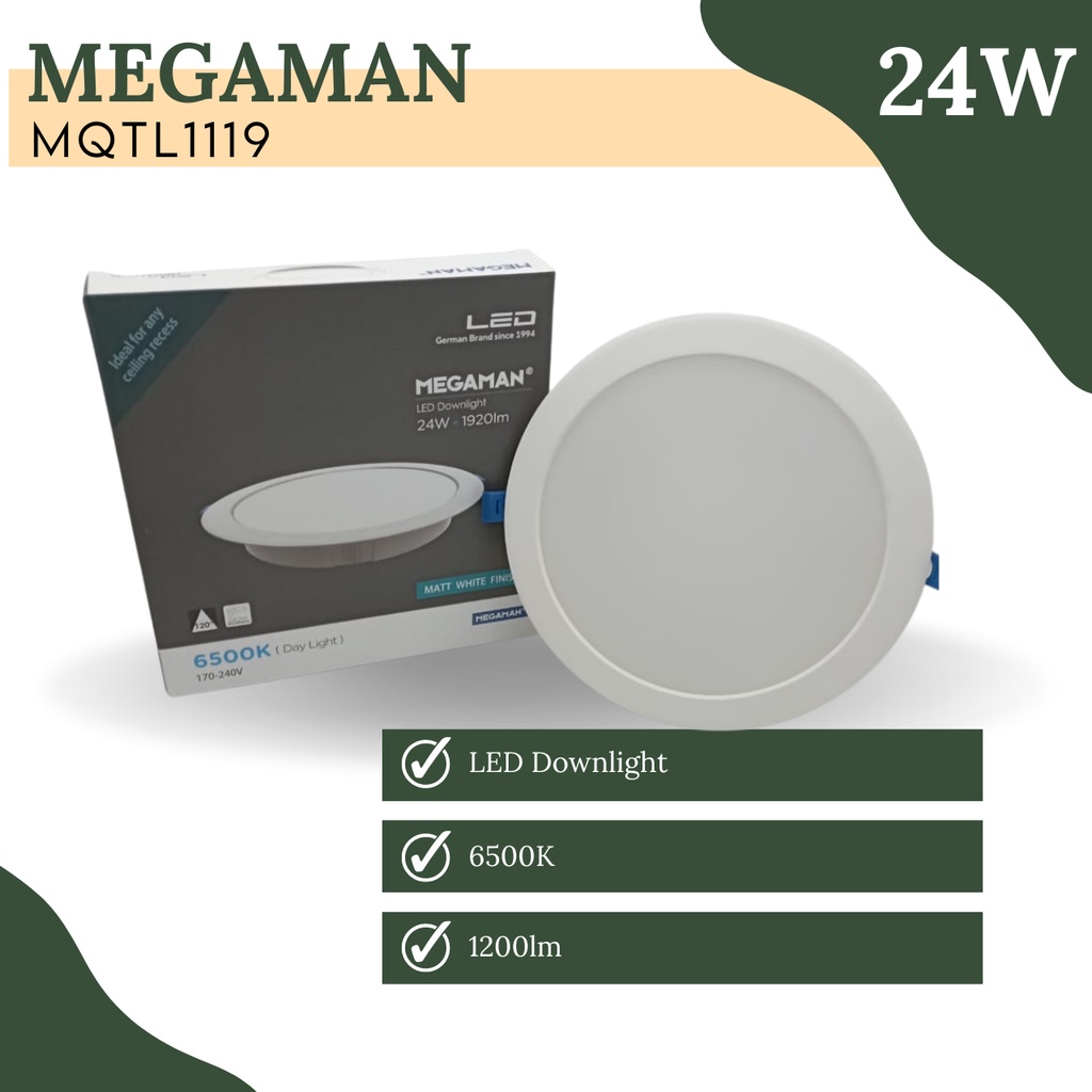 Lampu LED MEGAMAN Downlight MQTL1119 24W 6500K Putih