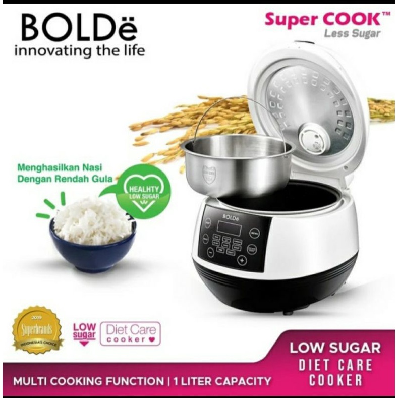 BOLDE Super Cook Less Sugar/BOLDE Rice Cooker 1 Liter Low Carbo 400 Watt