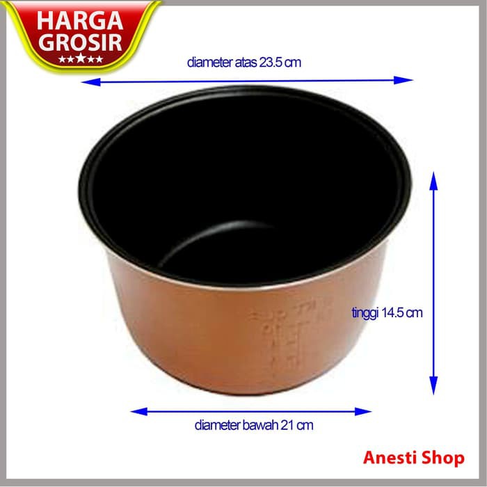 Panci Teflon InnerPot Magic Com Yongma Gold Tanpa Wing 2 Liter