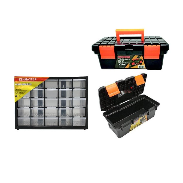 PAKET KENMASTER Rak Komponen Rak drawer 25 Susun PLUS Tool Box Mini B250 Toolbox Kenmaster