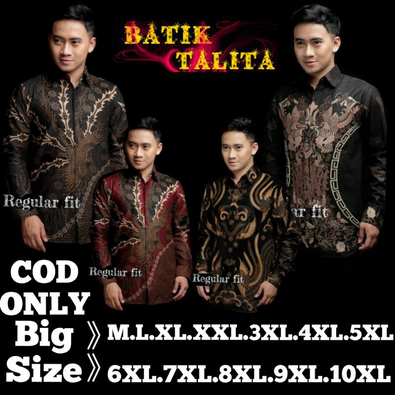 KEMEJA BATIK PRIA LENGAN PANJANG BIG SIZE JUMBO M.L.XL.XXL.3L.4L.5L.6L.7L.8L.9L.10L