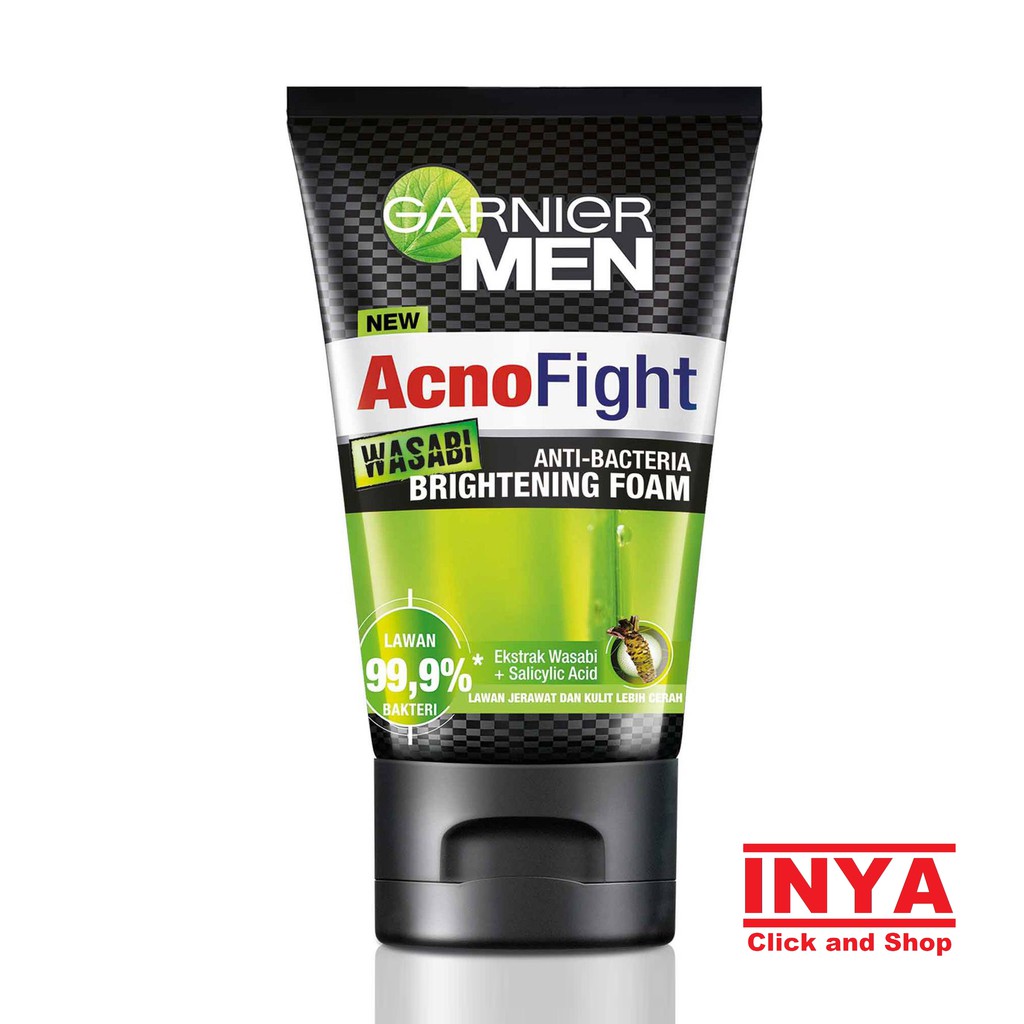 GARNIER MEN ACNO FIGHT WASABI ANTI BACTERIA BRIGHTENING FOAM 100ml - Sabun Muka