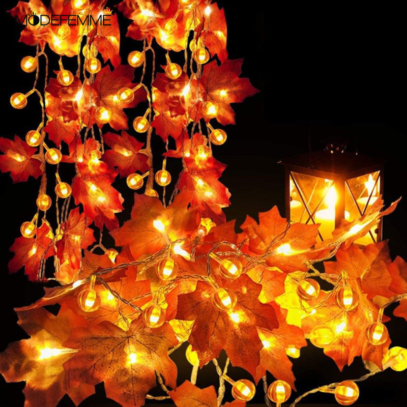 Lampu Tumblr Led Bentuk Daun Maple Panjang 1.5 / 3m Untuk Dekorasi Natal / Halloween Diy