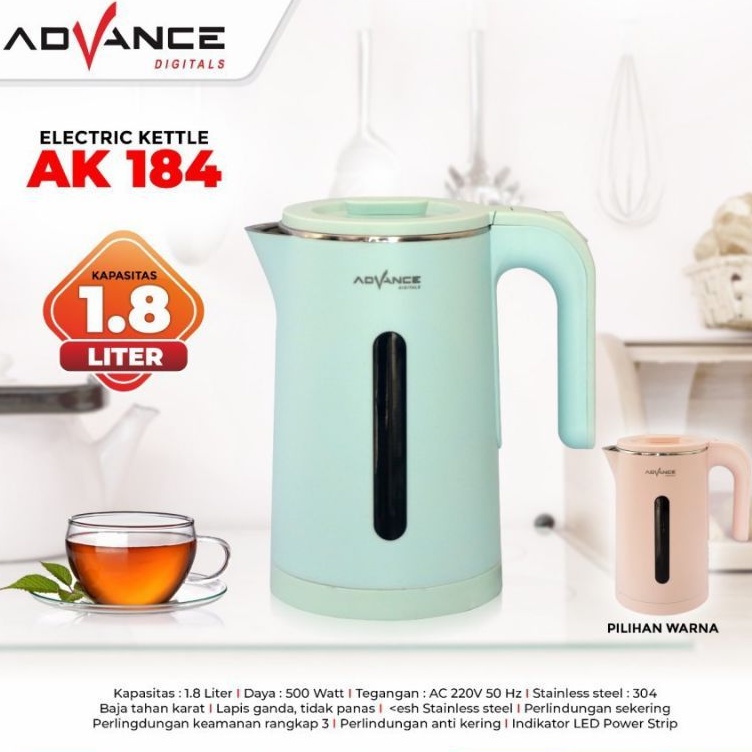 Kettle Listrik Advance AK-184 tidak panas diluar // Pemanas Air 2 Lapis