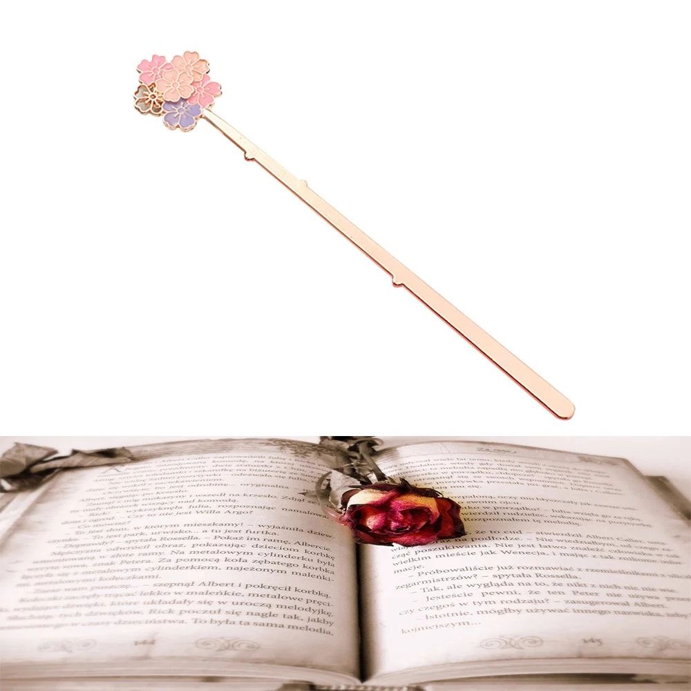 ELEGANT Creative Bookmarks Colorful Page Label Reading Assistant Lotus Flower Students Special School Supplies Metal Sakura Book Support