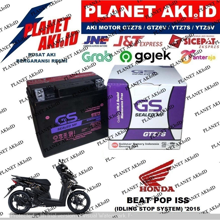 Aki Motor Honda Beat Pop ISS GTZ7S Accu Kering MF