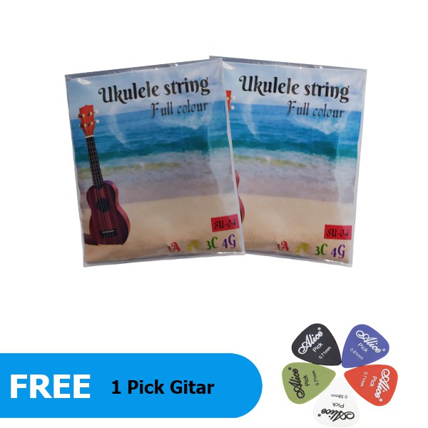 Senar Ukulele 1 set isi 4 senar Free 1 pick