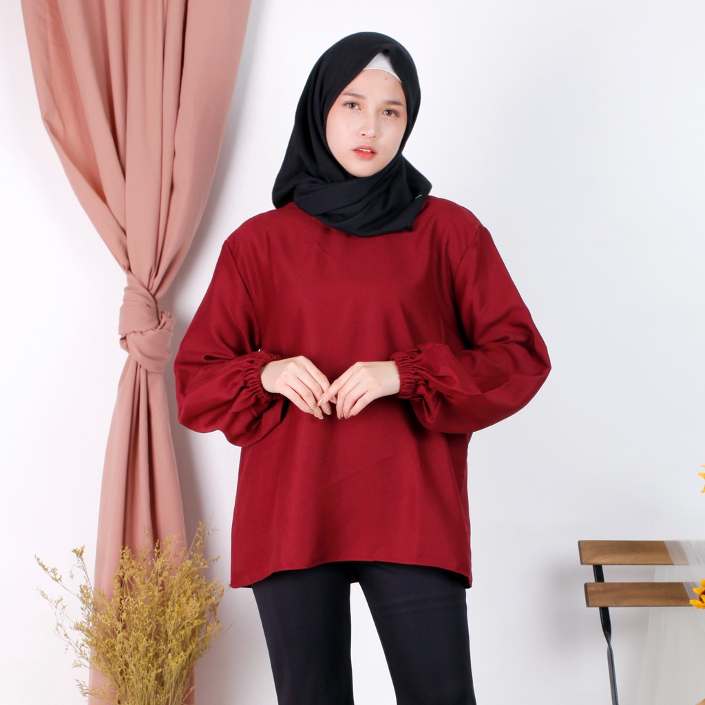 Linata Fashion | Kalina Blouse Lengan Balon Moscrepe Import-2