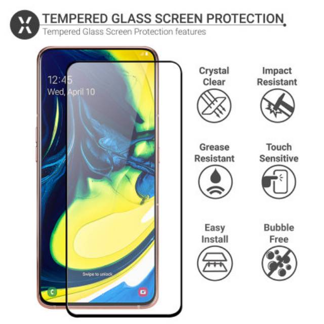 Tempered glass samsung A80 antigores full cover