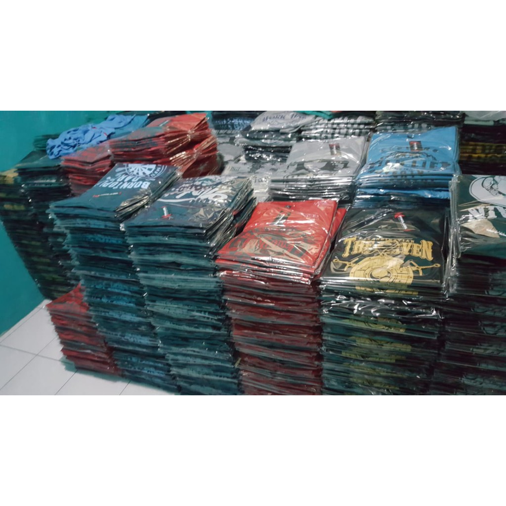 Paket 1 lusin isi 12 kaos, Grosir Kaos Distro Original Bandung cocok untuk mulai usaha