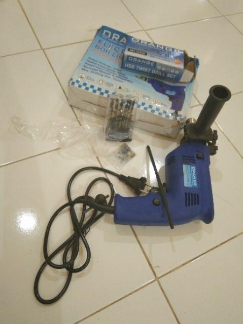 [bundling] Orange Bor Listrik 10 Mm & Orange Mata Bor Besi Set 13 Pcs