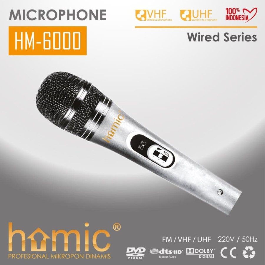 COD MIC KABEL KARAOKE HOMIC HM-6000 VOCAL MIKROPON HM-6000 TERMURAH