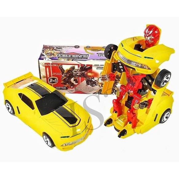 Promo  barang baru  Mainan Anak Mobil Baterai transformer Bumblebee 2 in 1 Besar