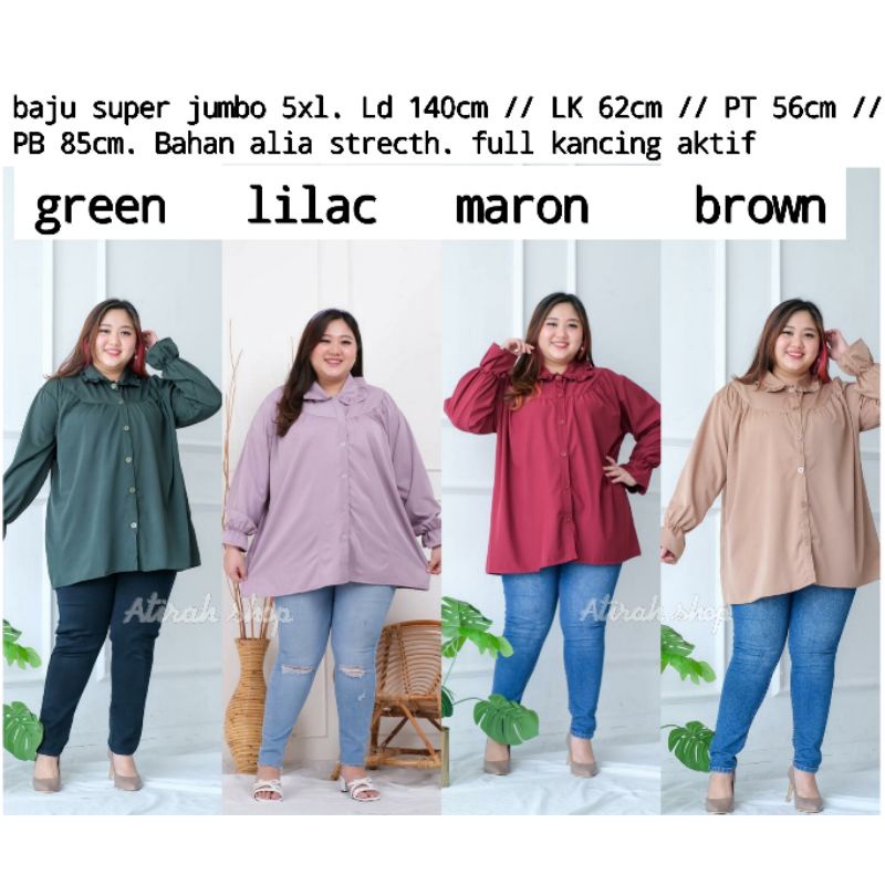 baju atasan super jumbo wanita Ld 140cm blouse alika