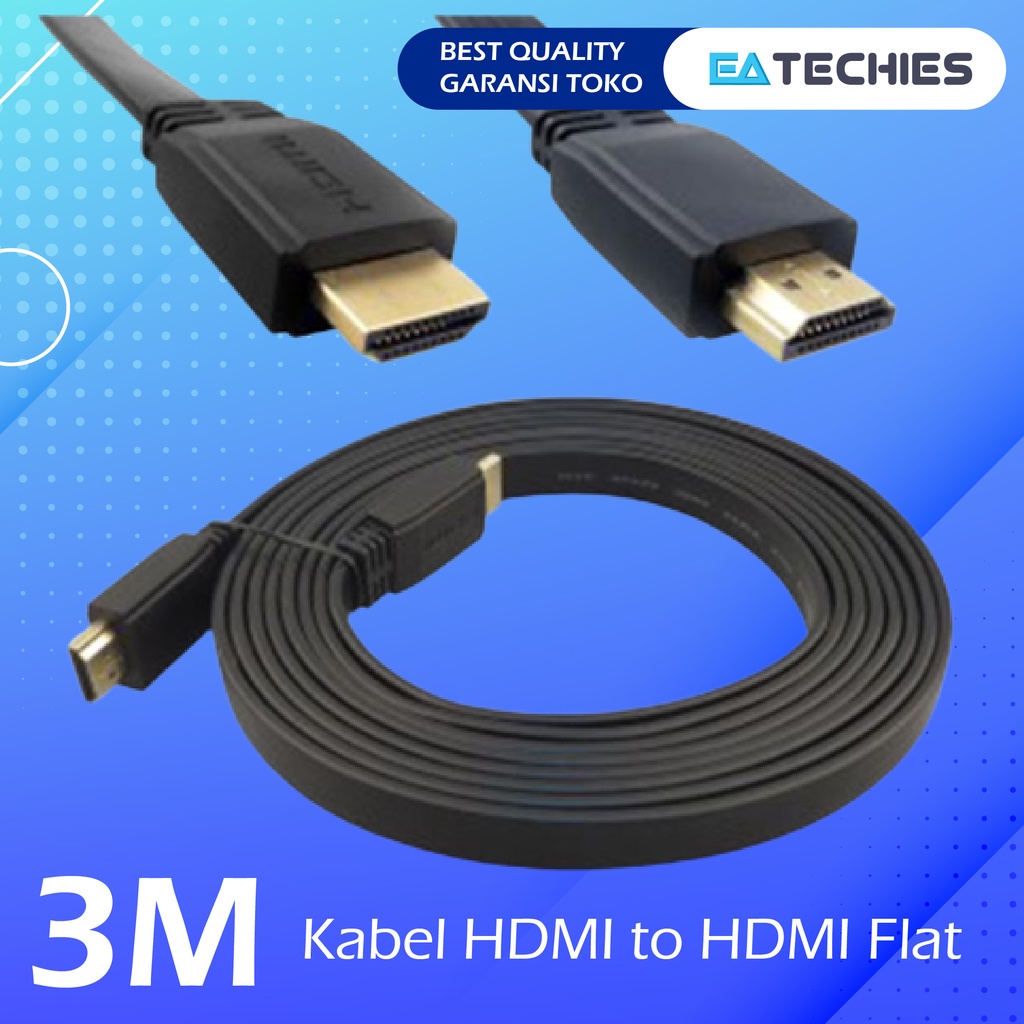 Kabel HDMI 3M / 3 Meter Flat Type / HDMI TO HDMI High Quality 100%