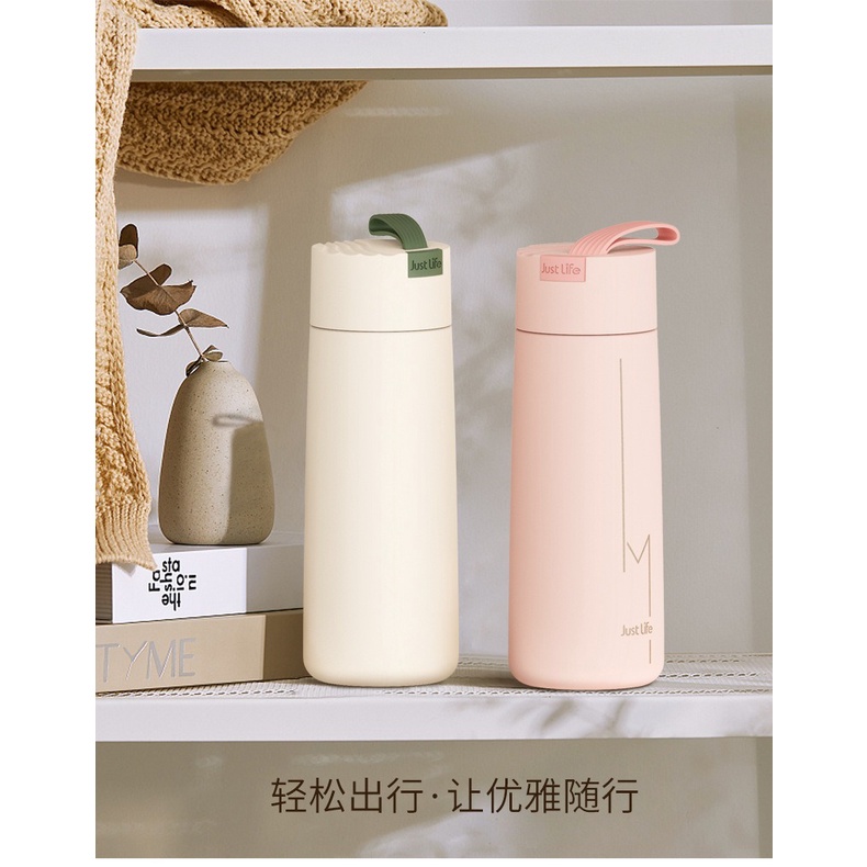 Thermos Termos Just Life Mini JL1 Pegangan Atas Gelas Botol Tumbler Kopi Teh Stainless Steel BPA 350ml Premium awet tahan lama Cute color Pink Green Black White