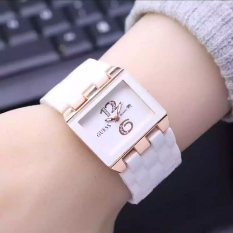 (Grosir)Jam Tangan Wanita Fashion Gues mika Sergi Tanggal Aktif Strap Mika (Terima Cod)