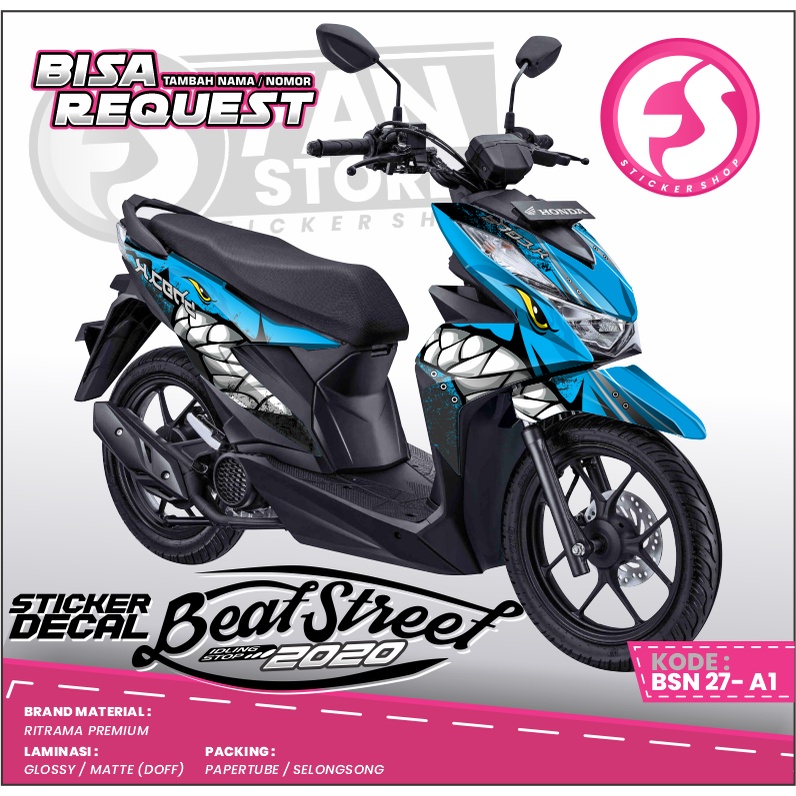 STICKER DECAL - Decal Sticker Beat Street 2020 Shark - For BEAT - Kode BSN