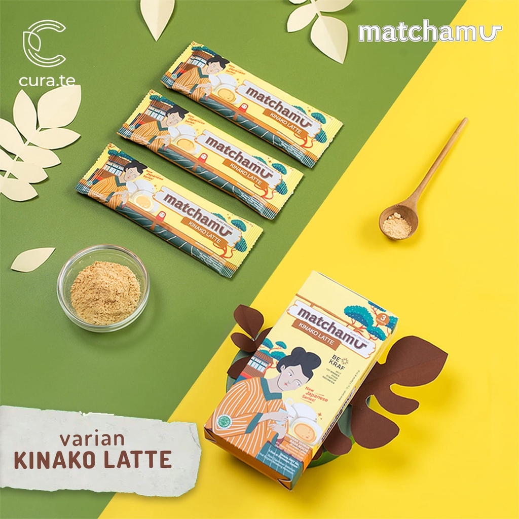 MATCHAMU  LATTE SACHET BOX 24GR | MATCHA KINAKO SAKURA BLACK SESAME HOJICHA LATTE