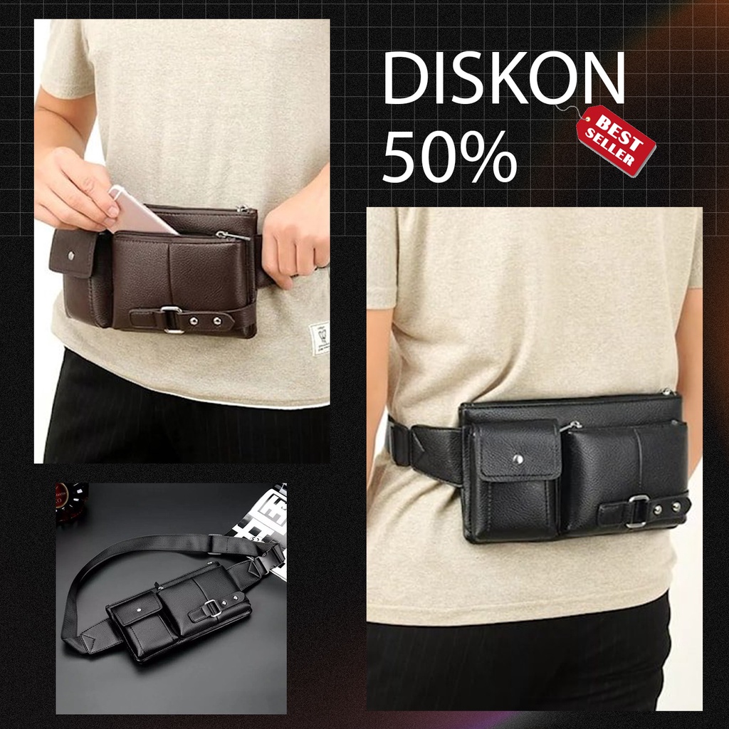 AXX | Tas Selempang Pria Kulit Waterproof Anti air / Tas Selempang Pinggang Pria / Ariga Waistbag Pr