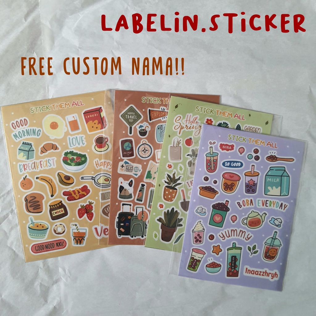 

STIKER CUTTING DECO BUJO DIARY PLANNER SCRAPBOOK DEKORASI LUCU CUSTOM NAMA WATERPROOF