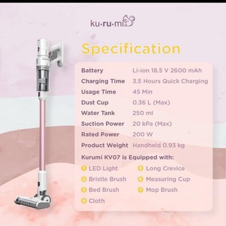 KURUMI KV-07 Powerful Cordless Stick Vacuum Cleaner with Spray Mop - KV07