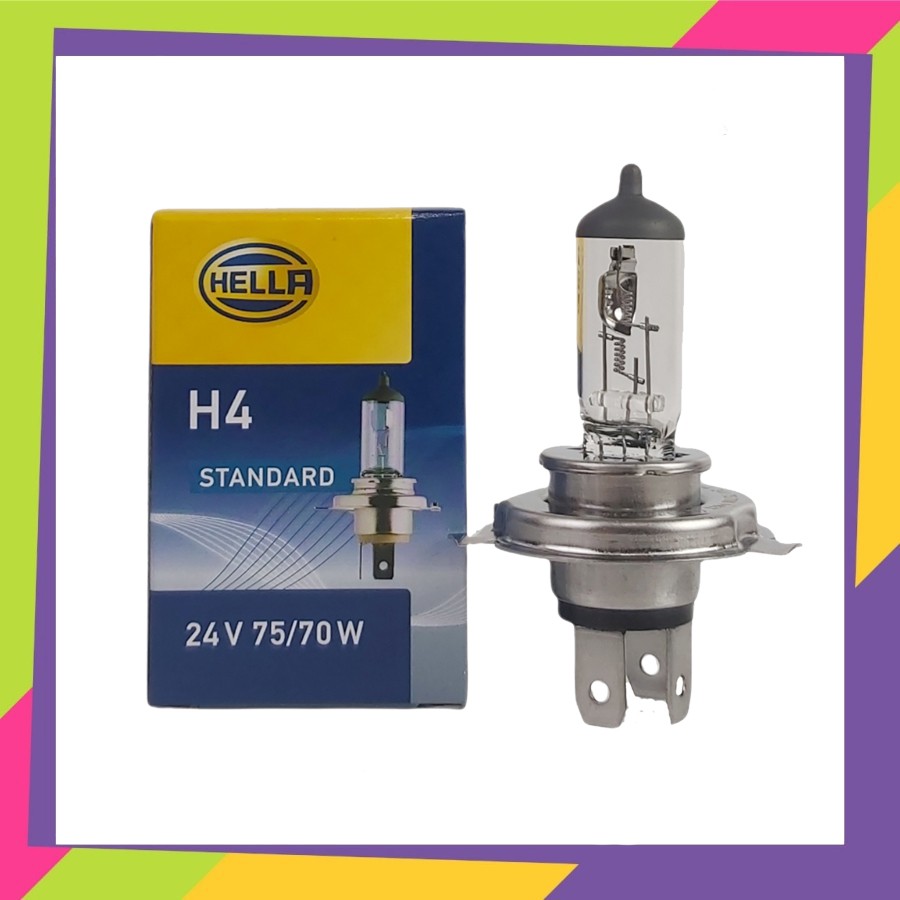 BOHLAM LAMPU HALOGEN HELLA H4 75/70WATT 24VOLT STANDARD HIGH QUALITY ORIGINAL