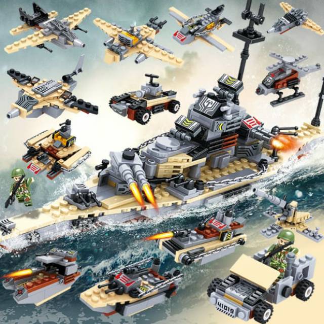 Tma /440pcs Mainan Balok Giant Battleship / Balok X Force Military 8 in 1 Total 440pcs