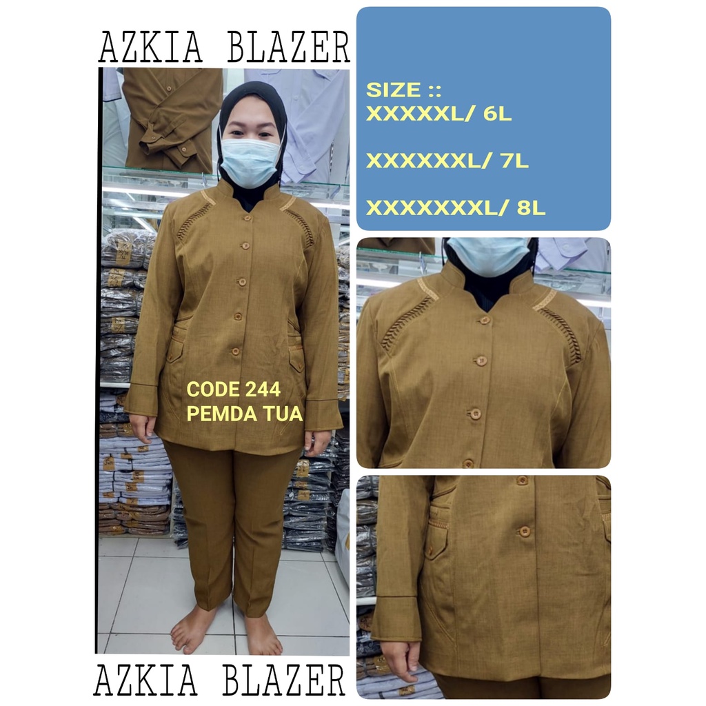 Blazer JUMBO Pemda Tua code 244 setelan Rok Dan Celana ukuran 6L-7L-8L-seragam Guru dan PNS-Pakaian Pemda terbaru-blazer jumbo