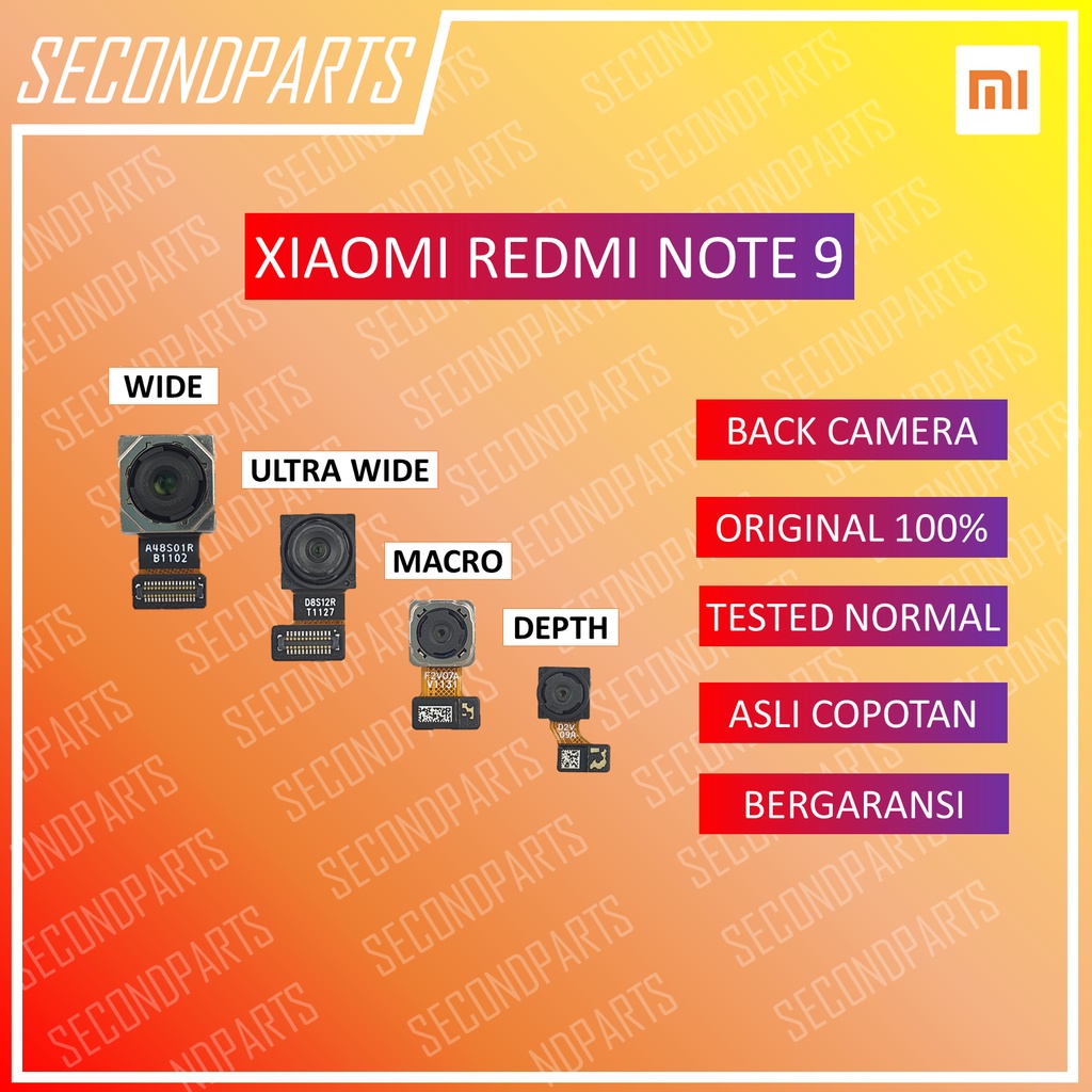 KAMERA BELAKANG XIAOMI REDMI NOTE 9 ORIGINAL COPOTAN