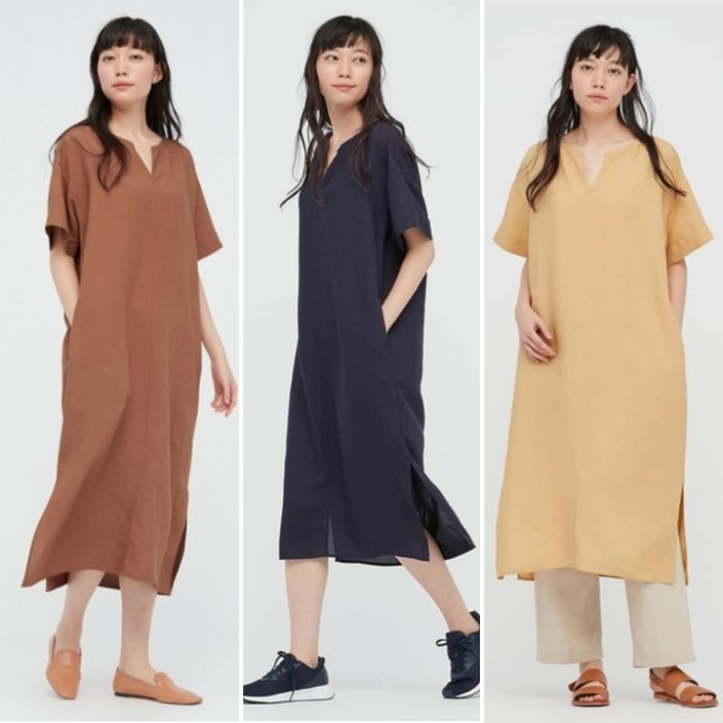 Dress linen blend uniqlo