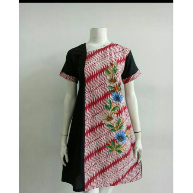 DRESS BATIK LUKIS MERAH 01