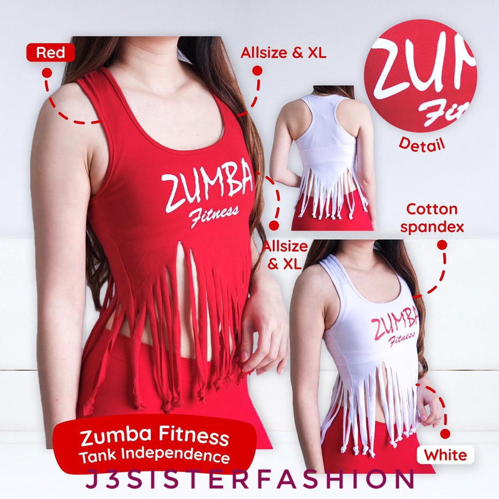 TANKTOP SENAM ZUMBA FITNESS MERAH PUTIH TANKTOP RUMBAI RAWIS BAJU ZUMBA AEROBIK GYM DANCE