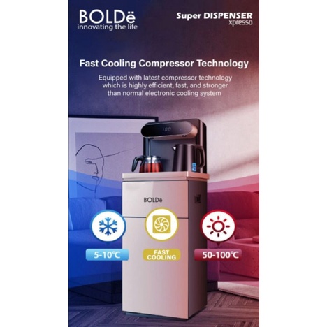 BOLDE SMART DISPENSER XPRESSO WITH REMOTE + 2 KETTLE 100% ORI(Khusus Gojek dan Instan car)