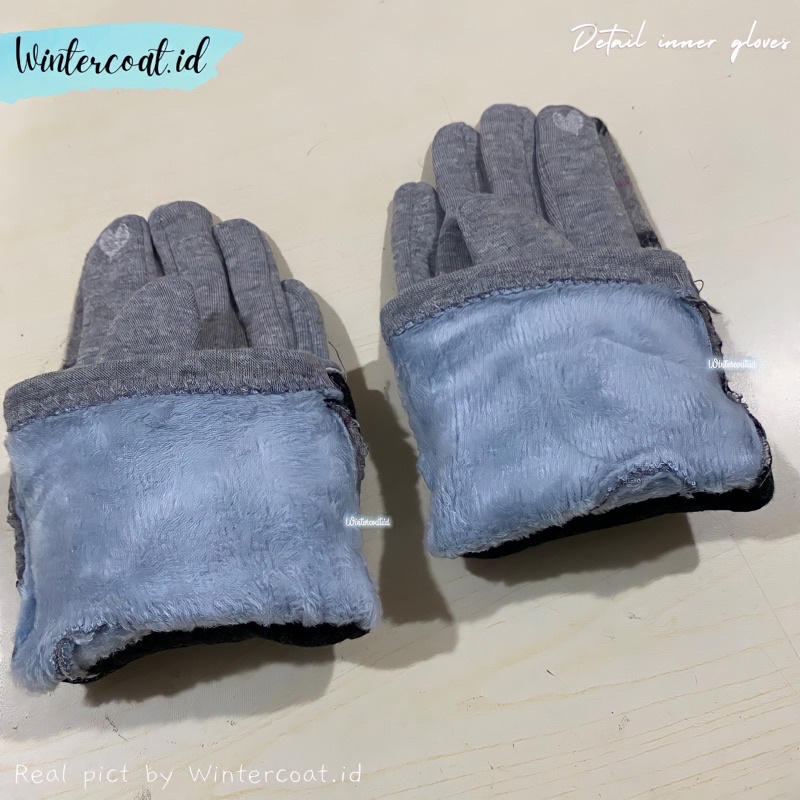 Sarung tangan winter wanita import fashion gloves hangat pompom berry houndstooth