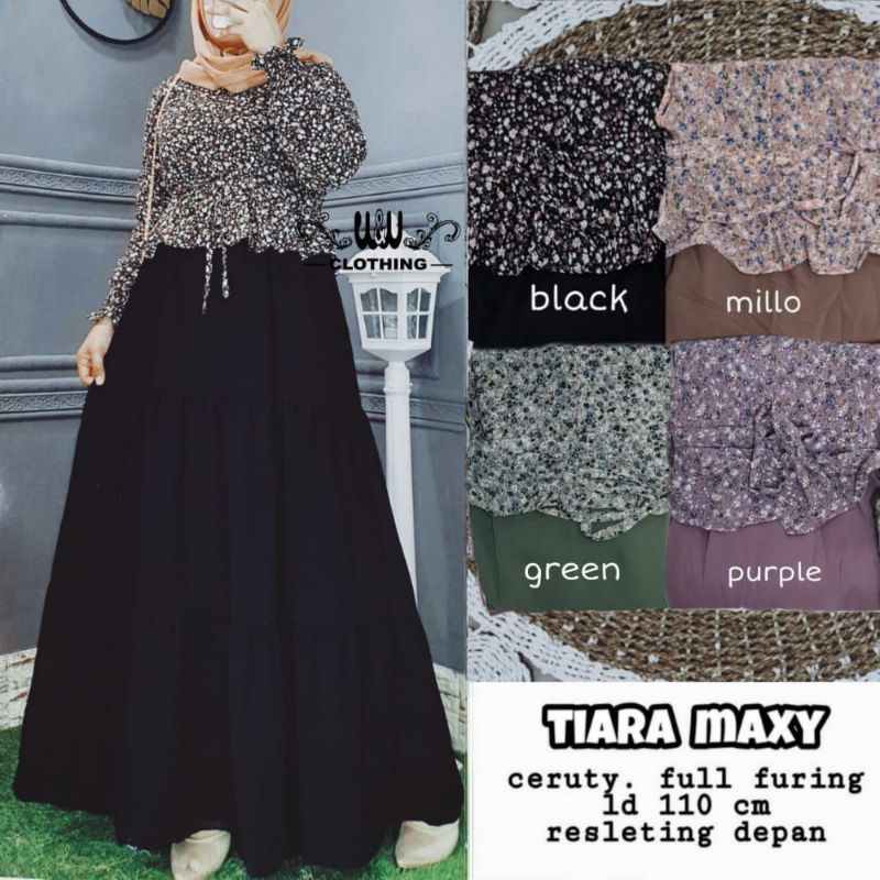 TIARA MAXY DRESS CANTIK | CERUTY FULL FURING | BAHAN NYAMAN TIDAK PANAS